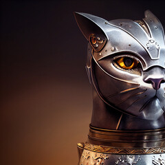 Half portrait of cat knight