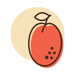 Plum with leaf vector isolated icon