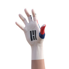 hand gesturing with south korea tattoo, communication and nation concept