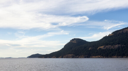 Canadian Landscape by the ocean and mountains. Summer Season. Gulf Islands near Vancouver Island, British Columbia, Canada. Canadian Landscape.