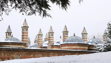 Islamic Architecture, Domes and Chimneys. Detail of Medieval Coban Mustafa Pasha Complex in Gebze, Turkey.