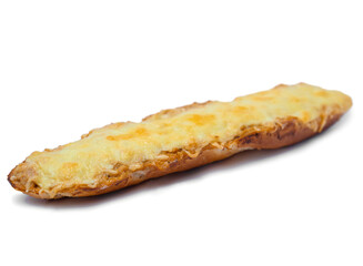 Hot Sandwich from French Baguette topped with Mozzarella Cheese 