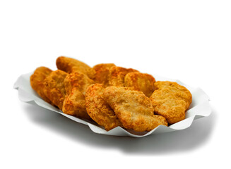 Chicken Nuggets made from chicken breast with white isolated background