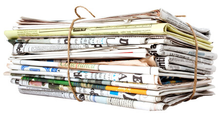 Packed newspaper isolated on a transparent background