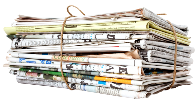 Packed newspaper isolated on a transparent background