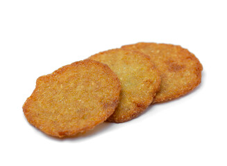 Fried Breaded Potato slices with white background