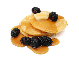 Stack of pancakes isolated on white background