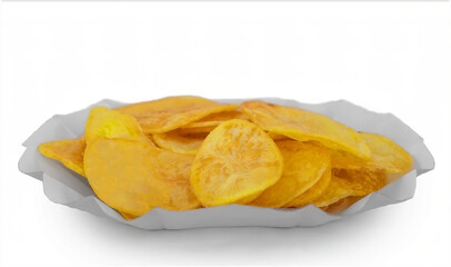 Homemade Potato Chips with white isolated background
