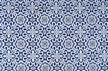 Traditional portuguese and spanish classic tile blue Azulejo background