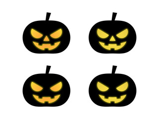 光るハロウィンかぼちゃセット：半円目：黒