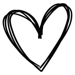 Heart doodle icon. Isolated hand drawn love symbol. PNG file with transparent background.