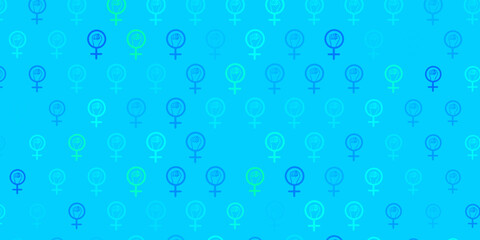 Naklejka na ściany i meble Light Blue, Green vector background with woman symbols.