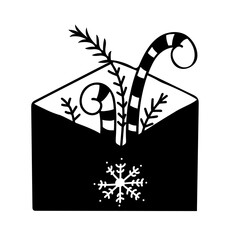 Christmas letter with caramel striped sticks