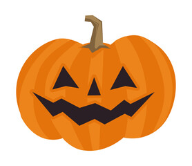 Halloween pumpkin with carved face in funny illustration style. PNG isolated. Cute spooky cartoon design.