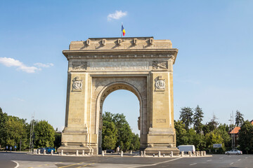 Fototapeta na wymiar Monumental Triumphal Arch in Bucharest, Romania