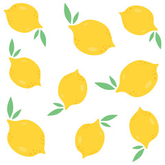 Tropical seamless pattern with yellow lemons. Fruit repeated background. Vector bright print for fabric or wallpaper.
