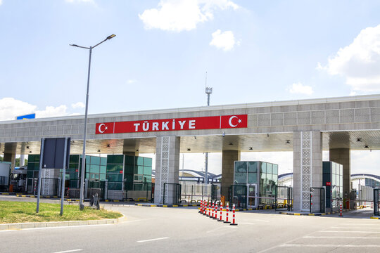 Edirne, Turkey - June 2022:  Checkpoint, on the borders of Turkey with Bulgaria, Edirne, Hamzabeyli. European Border and Coast Guard 