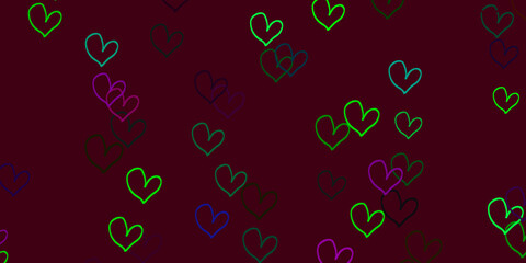 Light Pink, Green vector texture with lovely hearts.