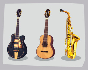 Obraz premium three flat realistic instruments