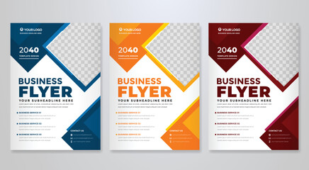 set of business flyer template design with abstract concept and minimalist layout	 - obrazy, fototapety, plakaty