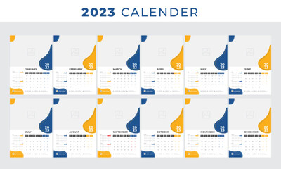 CREATIVE WALL CALENDAR 2023, YEARLY PLANNER TEMPLATE COLORFUL DESIGN 