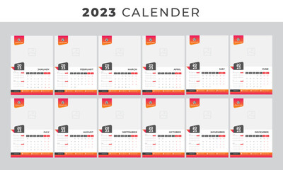 WALL CALENDAR 2023, YEARLY PLANNER TEMPLATE DESIGN EDITABLE
