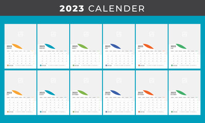 WALL CALENDAR 2023, YEARLY PLANNER TEMPLATE DESIGN