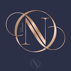 Letter N and Letter O. Icon consists of intertwined elements. Emblem for fashion shop, jewelry, beauty product, clothes, beauty industry, spa. 