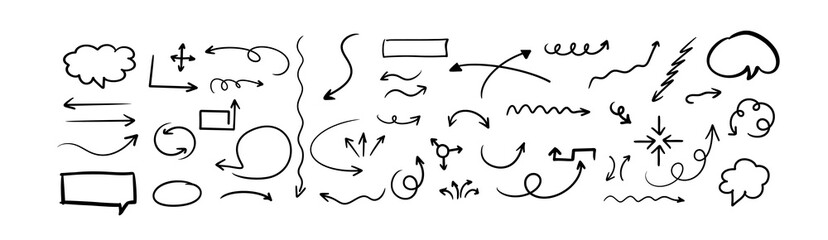 Hand drawn arrow mark icons vector