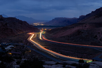 Vehicle Light Trails at Night