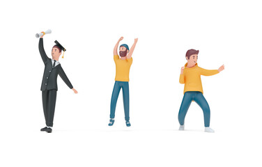 Fototapeta premium Set Man Gesture. 3D Illustration