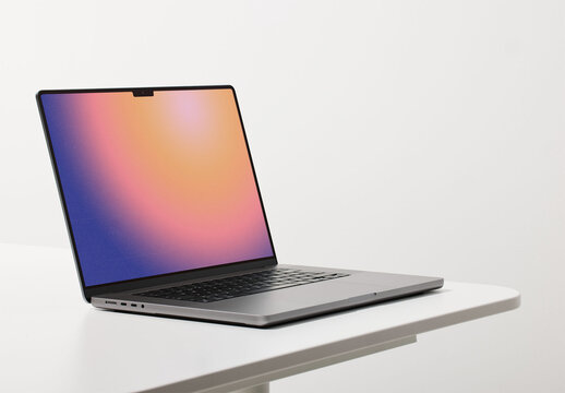 Laptop Mockup On Lateral View