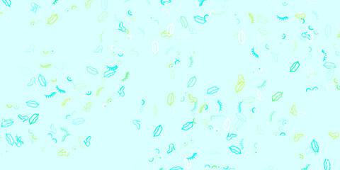 Light Blue, Green vector pattern with feminism elements.