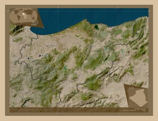 El Tarf, Algeria. Low-res satellite. Labelled points of cities