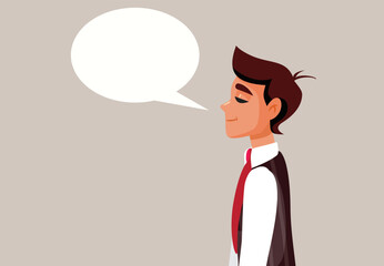Businessman with Speech Bubble Vector Cartoon Illustration. Man talking communicating an important announcement 

