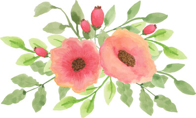 Poppy Arrangement Watercolor