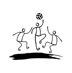 Stickman Playing Volleyball Logo Sign
