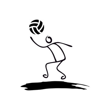 Stickman Serving Volleyball Logo Sign