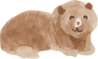 Bear Emoticon Watercolor