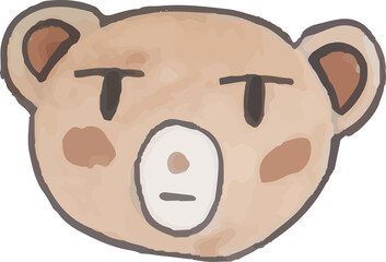 Bear Emoticon Watercolor
