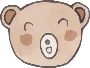 Bear Emoticon Watercolor