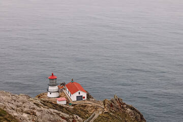 Point Reyes lighthouse on cloudy day