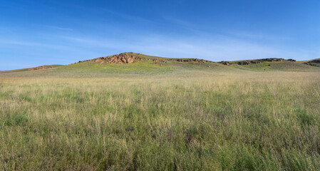 Bolshoe Bogdo Mountain in the middle of the Astrakhan steppe, Bogdinsky-Baskunchak Reserve