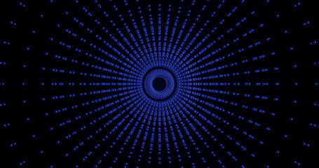 Render with blue glowing balls on a dark background