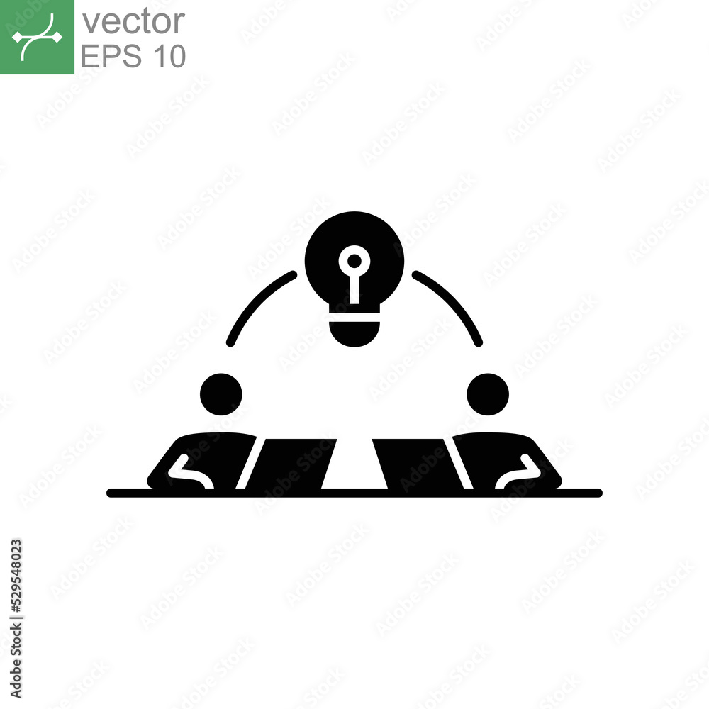 Poster startup hub connection solid icon. business people meetup team working on web development optimizati