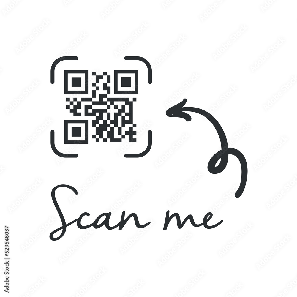Poster qr code for smartphone. inscription scan me with smartphone icon. qr code for payment. vector.
