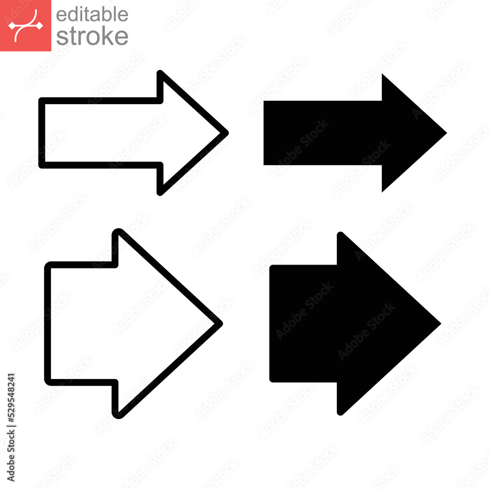 Poster arrow vector right sign isolated direction icon black simple next button line and glyph. different a