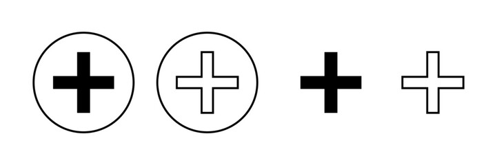 Plus icon vector. Add plus sign and symbol