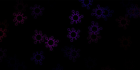 Dark blue, red vector backdrop with virus symbols.