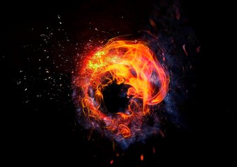 fiery explosion on black